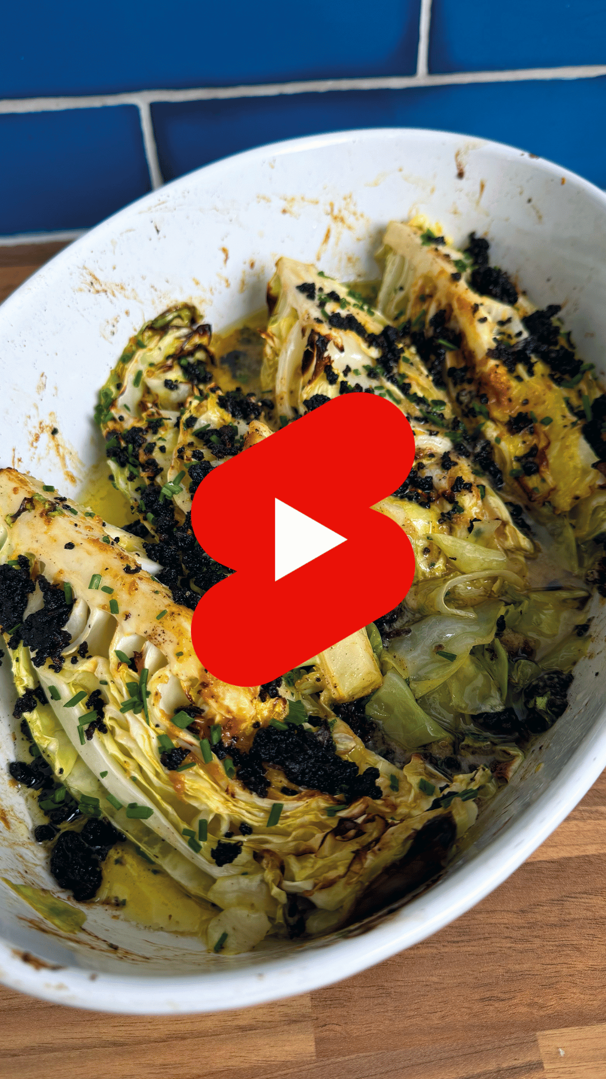 Miso black pudding butter-baked cabbage