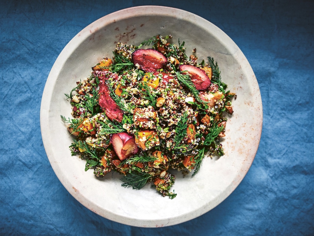 Tom Hunt’s Smokey Quinoa Salad with Squash, Plums & Almonds