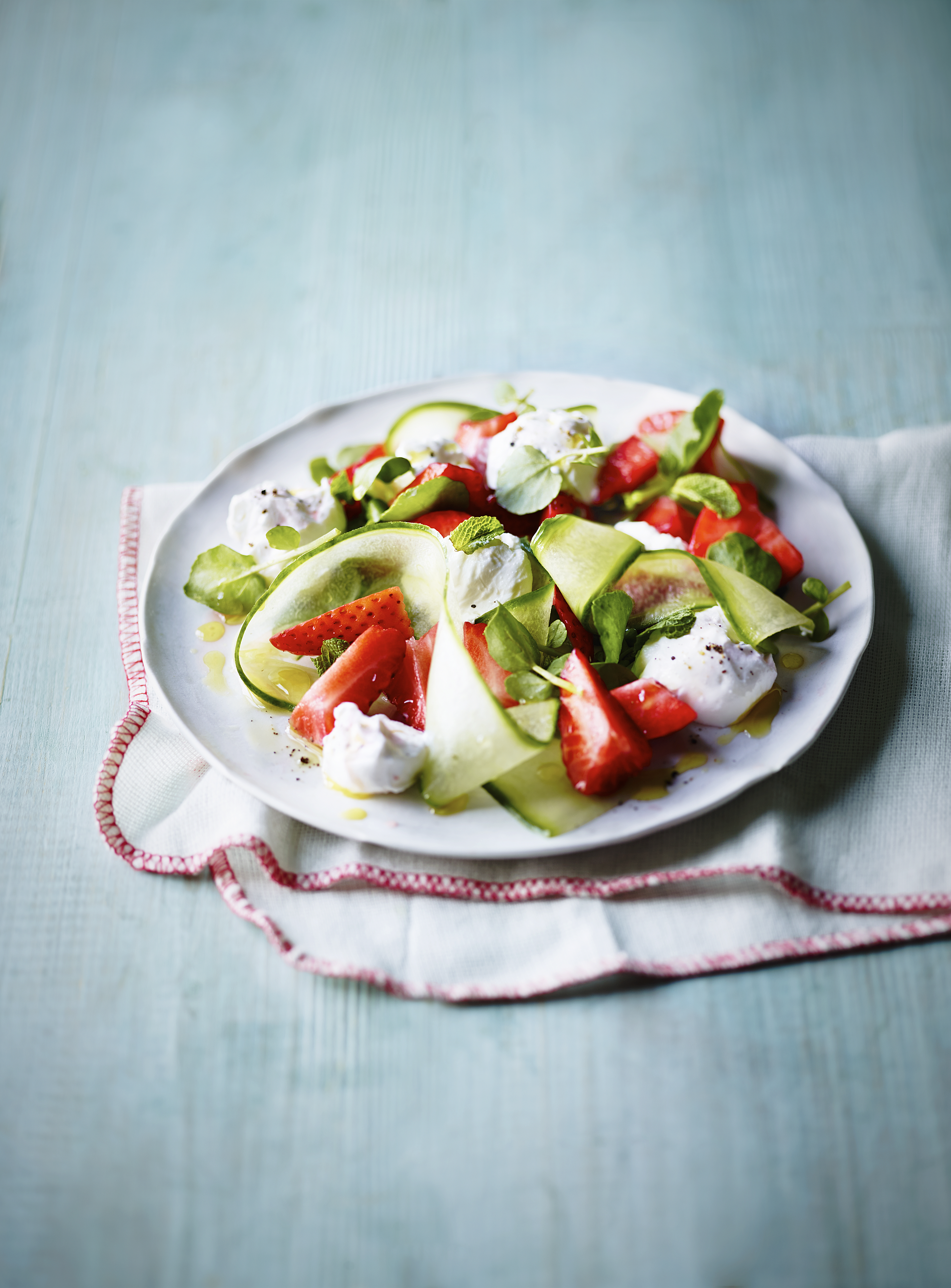 Strawberry, cucumber and goats’ cheese salad