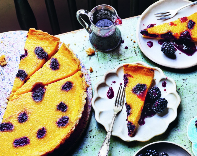 Ben Tish’s Saffron and Bay Custard Tarts with Sticky Blackberries Recipe