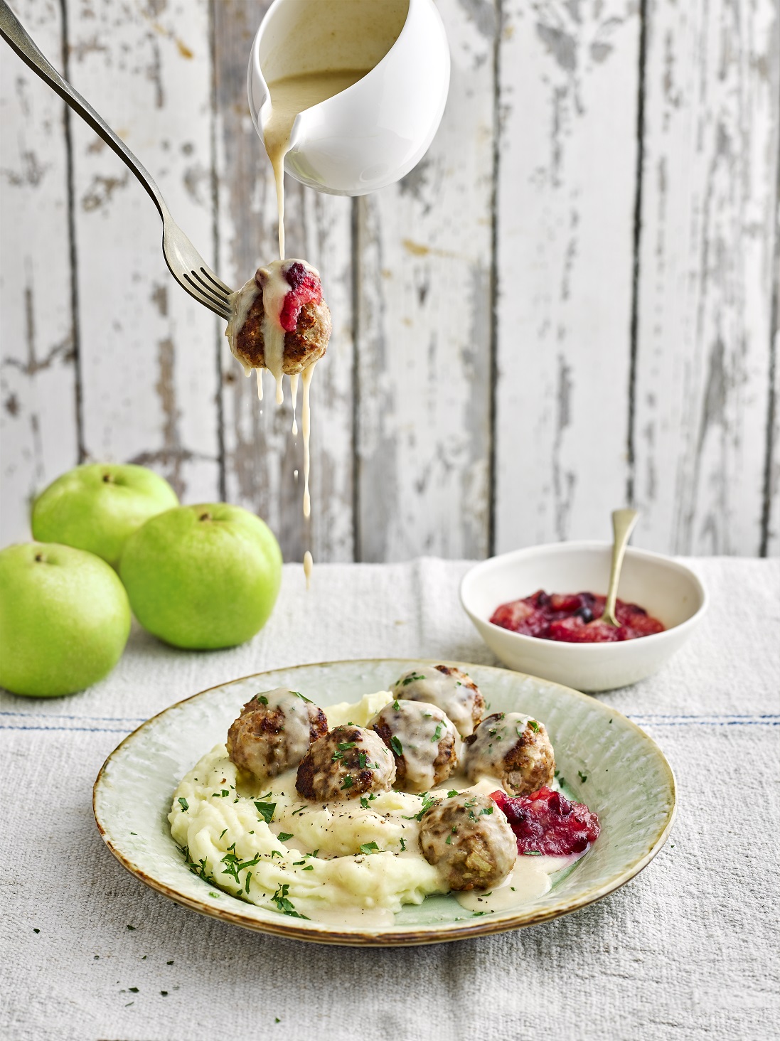 Apple Meatballs with Creamy Mash