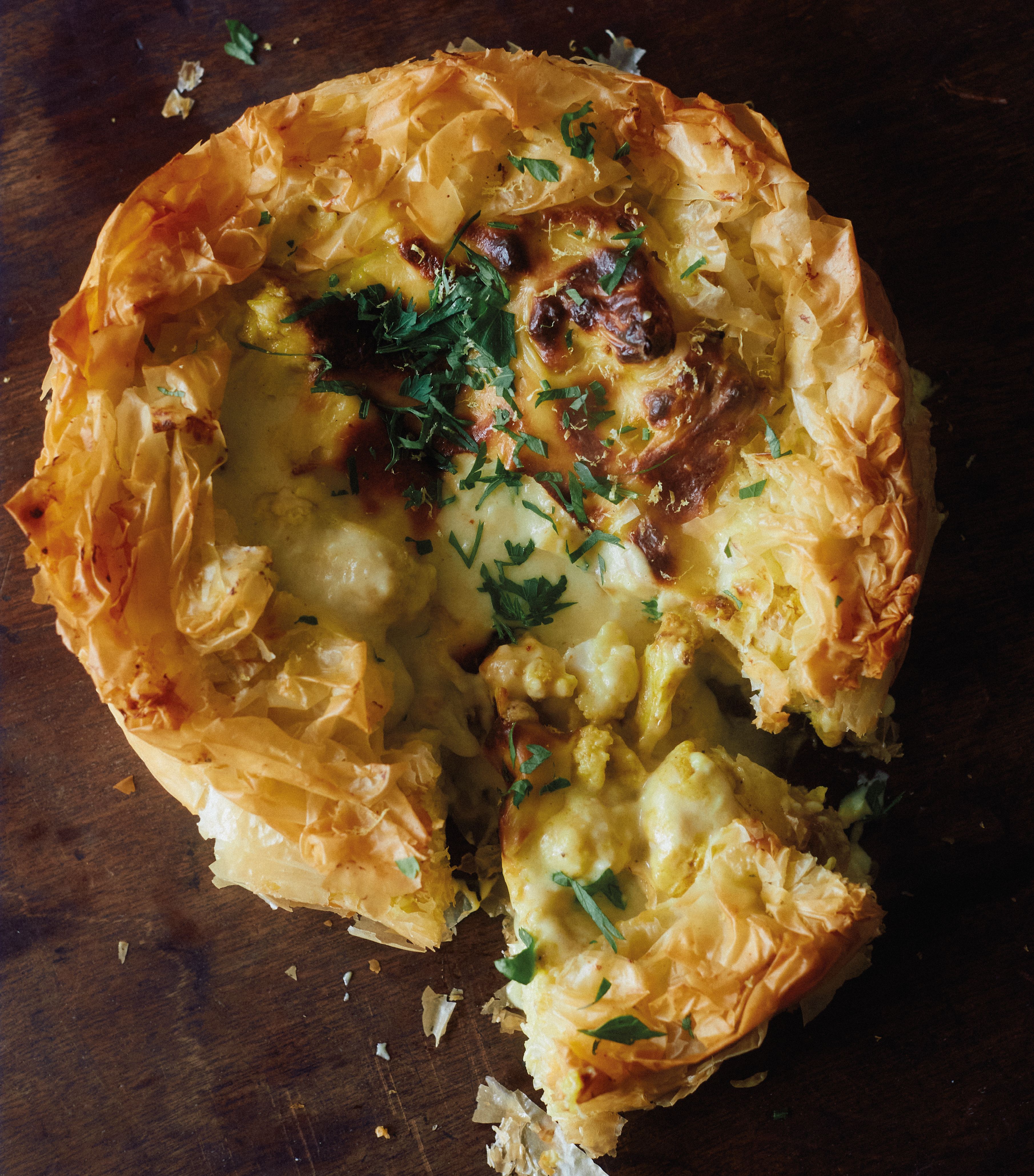 Ottolenghi’s Curried Cauliflower Cheese Filo Pie