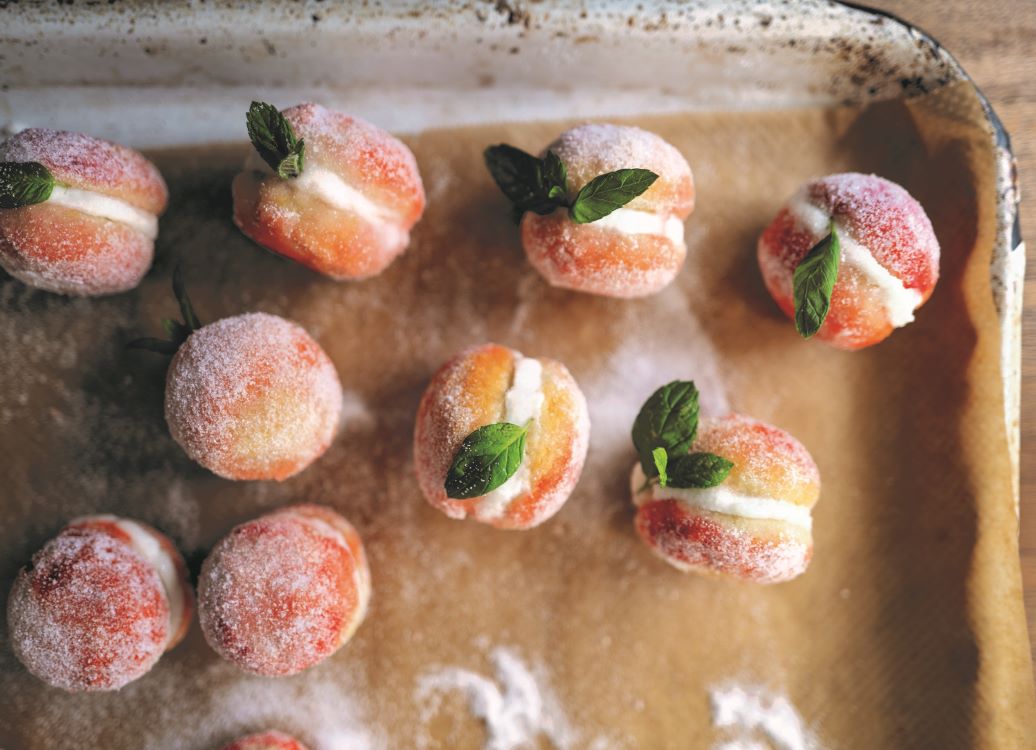 Peach & Almond Cookies with Ricotta Cream