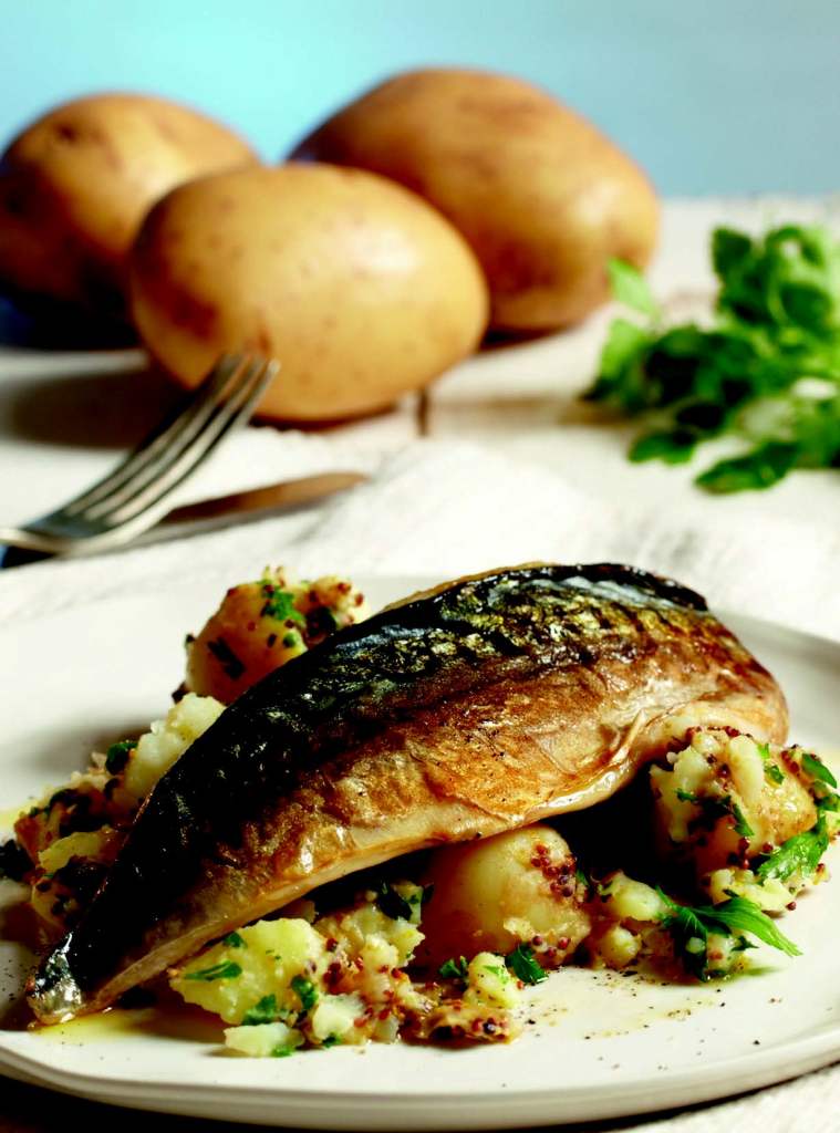 Mustard-crushed Potatoes with Pan-fried Mackerel