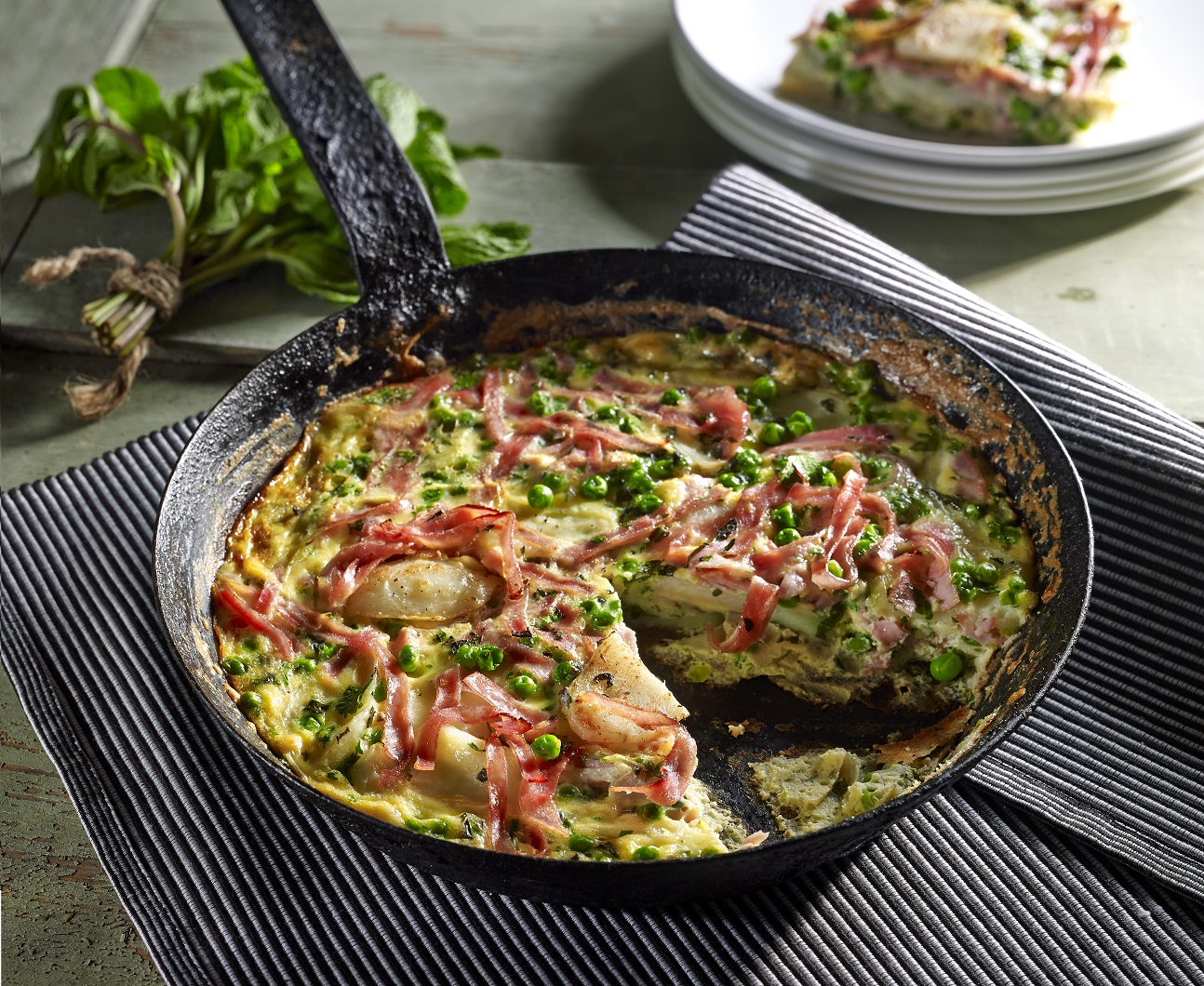 Ham, Pea and Mint Frittata