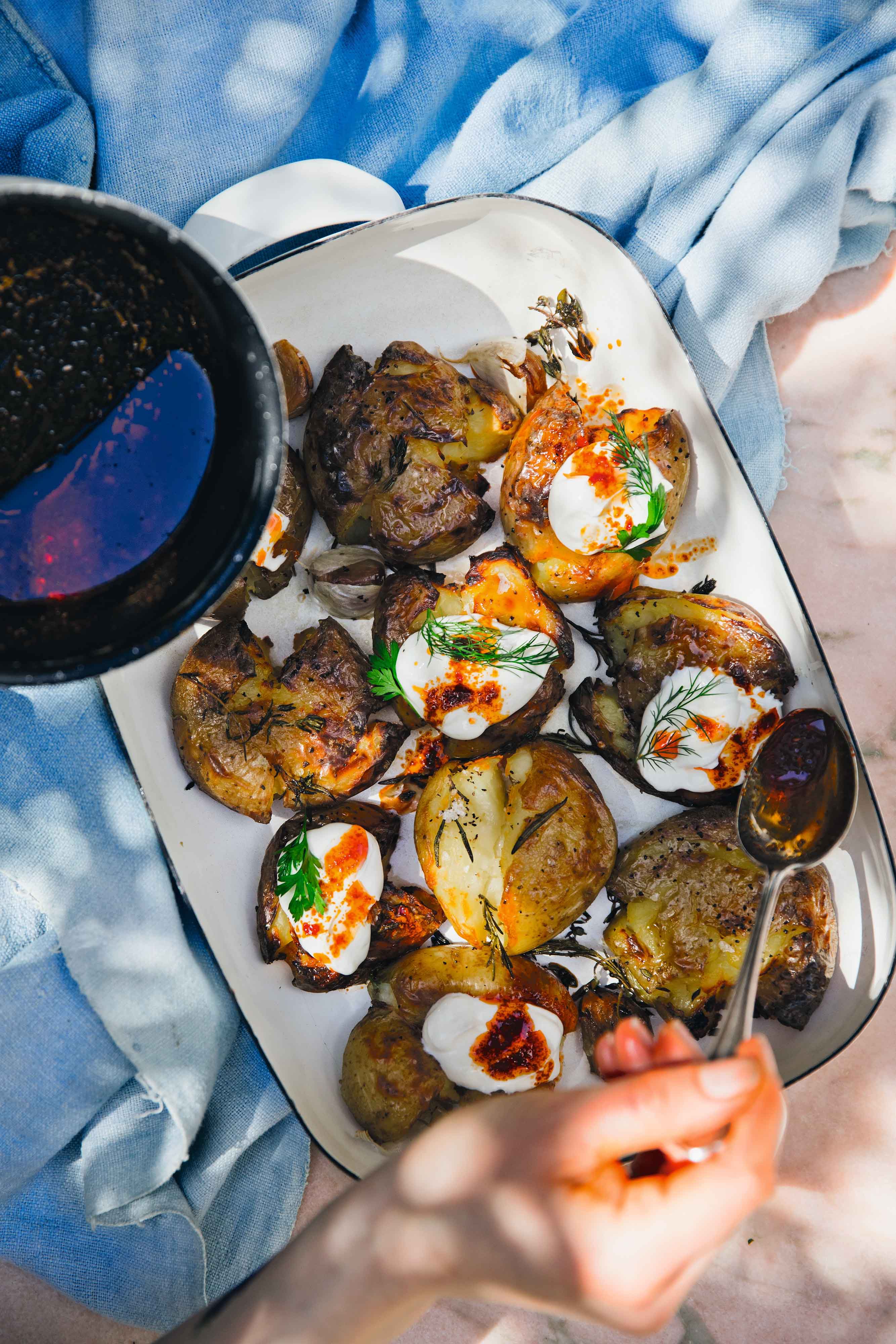 Smashed Potatoes with Smoky Chilli Butter