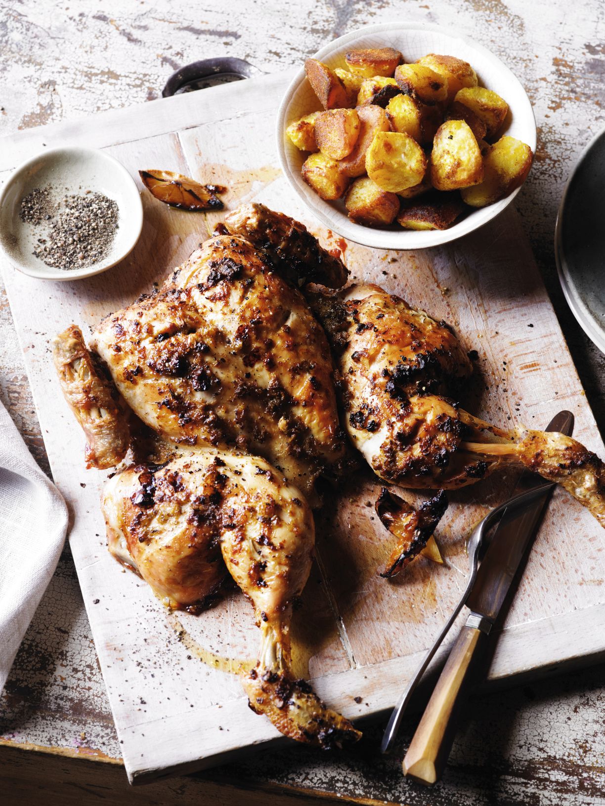 Moroccan Butterflied Chicken With Lemon Roasties