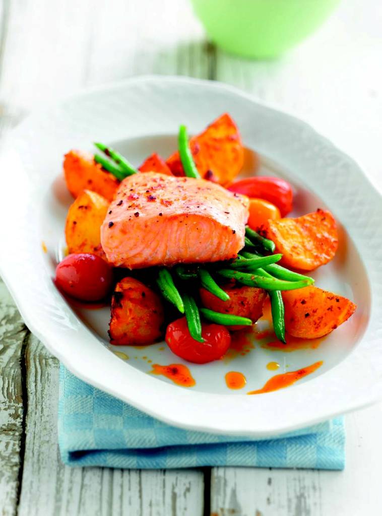 Salmon & Potato Harissa Bake