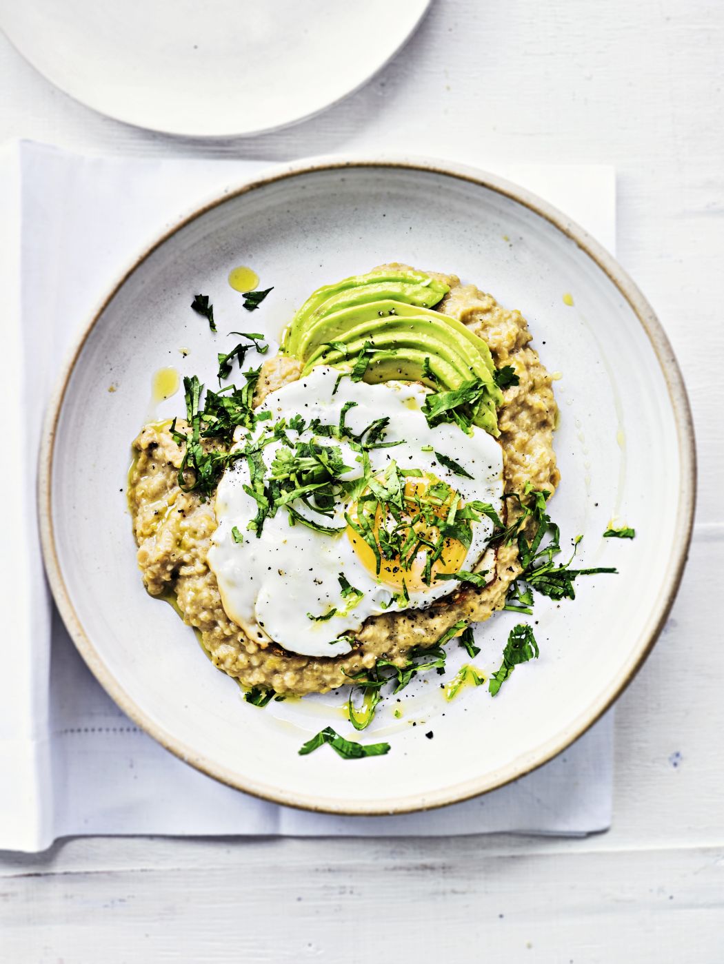 Quick Red Lentil Dhal with Fried Egg, Avocado & Herbs