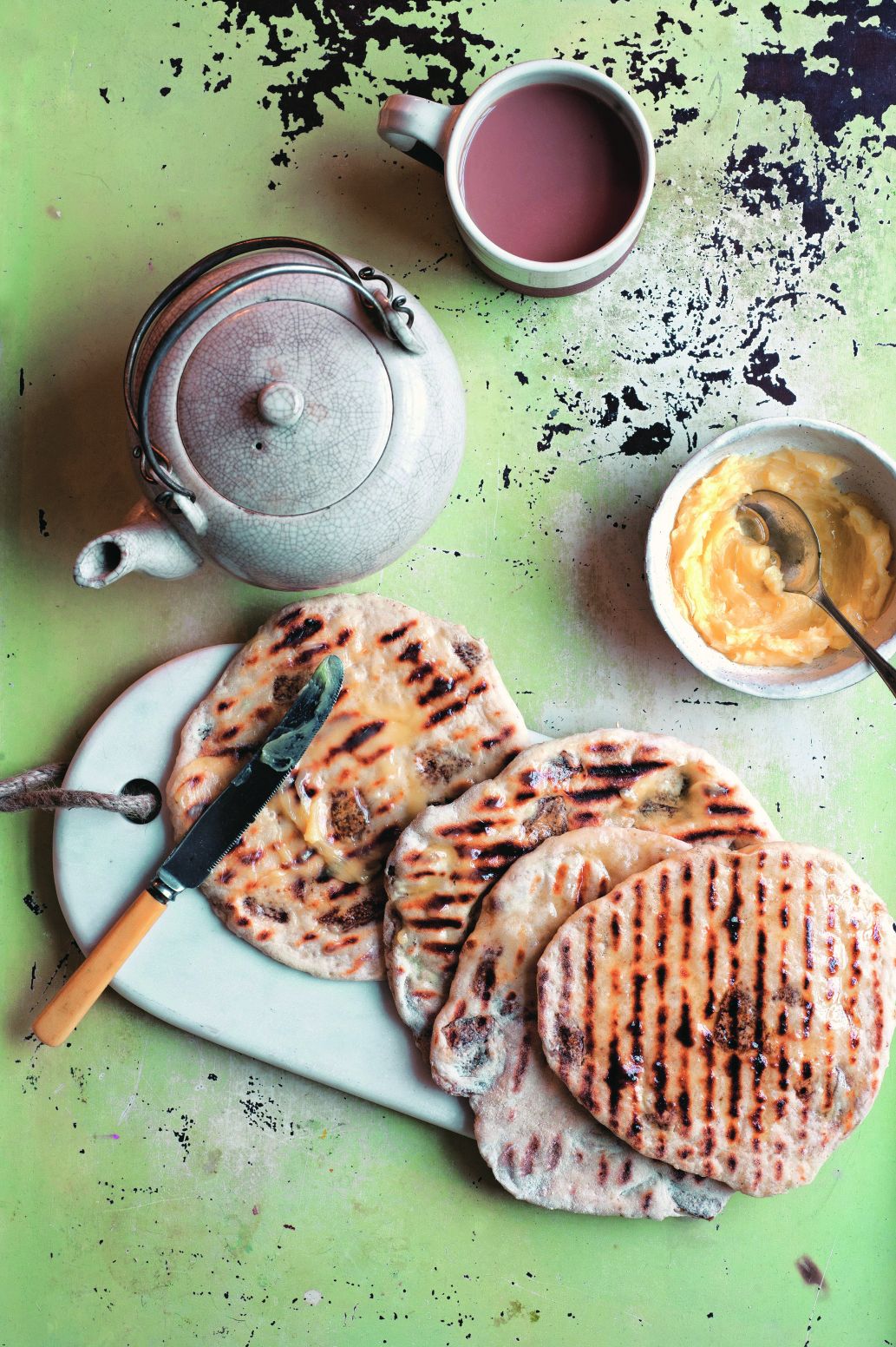 Quick No-Knead Flatbreads with Sesame & Honey Butter