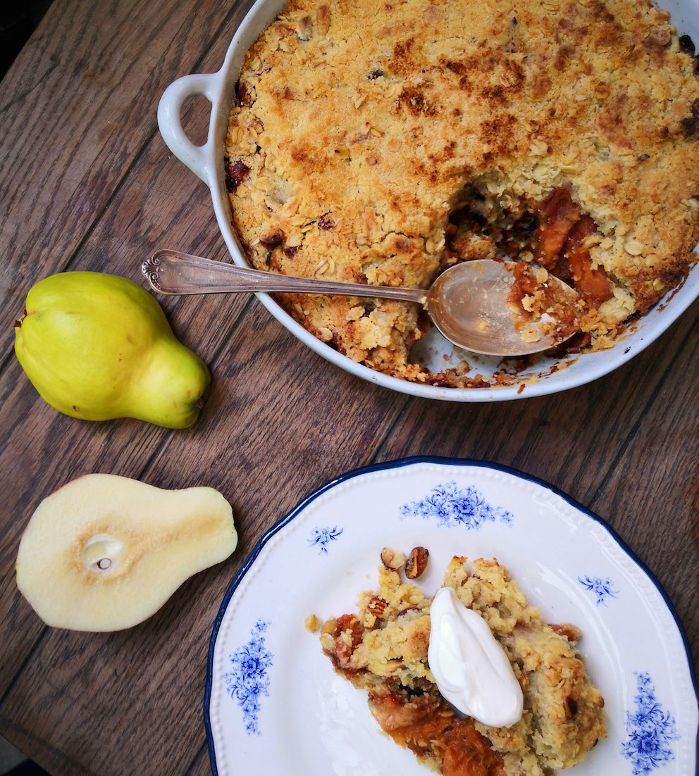 Quince and Cobnut Crumble