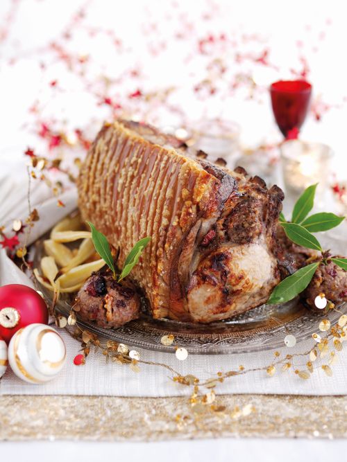 Roast Pork with Sloe Gin and Walnut Stuffing