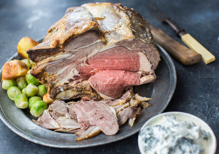 Perfect Roast Rib of Beef with Watercress Crème Fraiche
