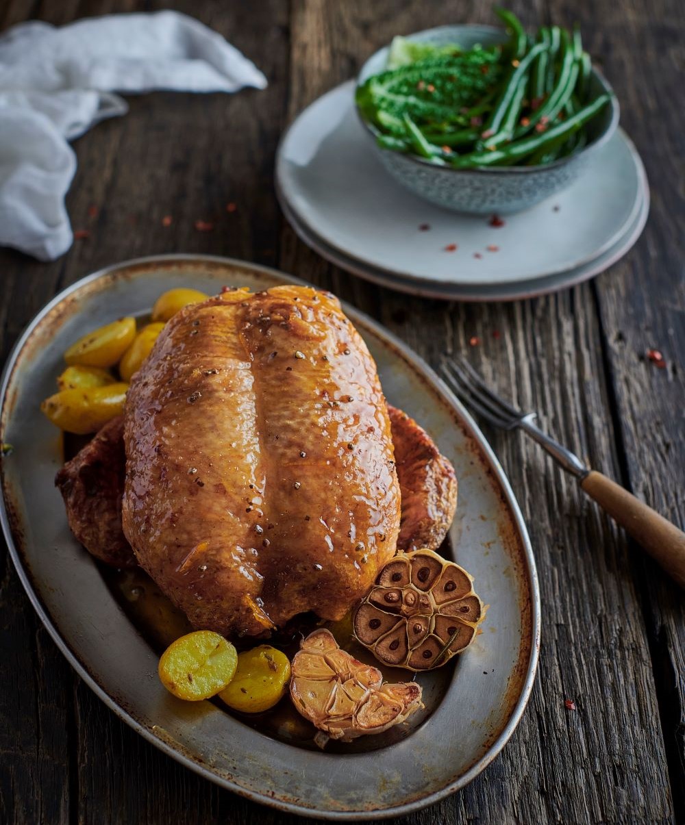 Glazed Cardamom and Honey Whole Roast Duck