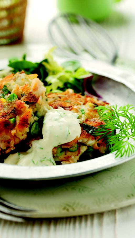 Salmon & Mint Fishcakes with Dill Dip