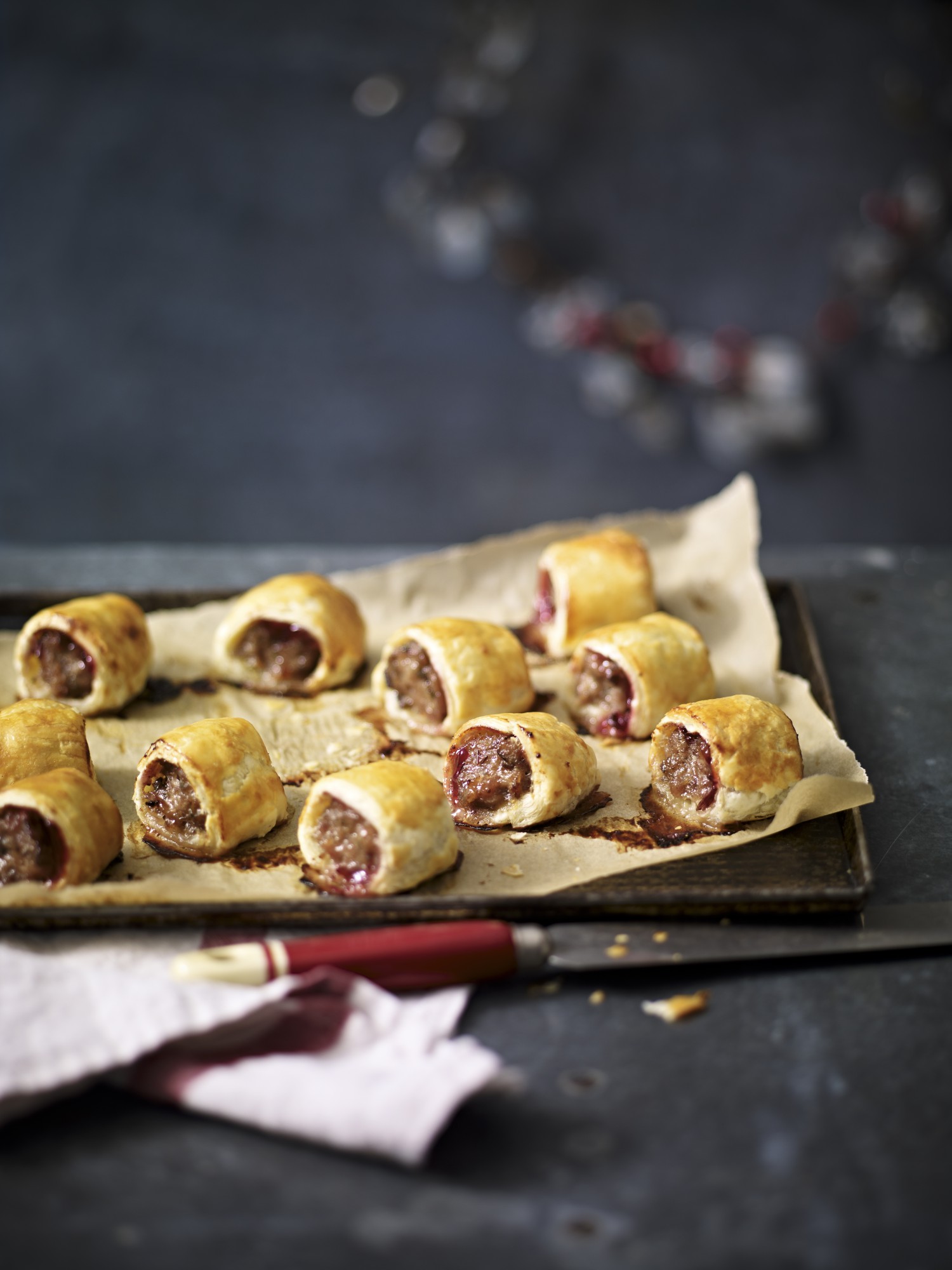 Sausage, Cranberry & Chestnut Rolls