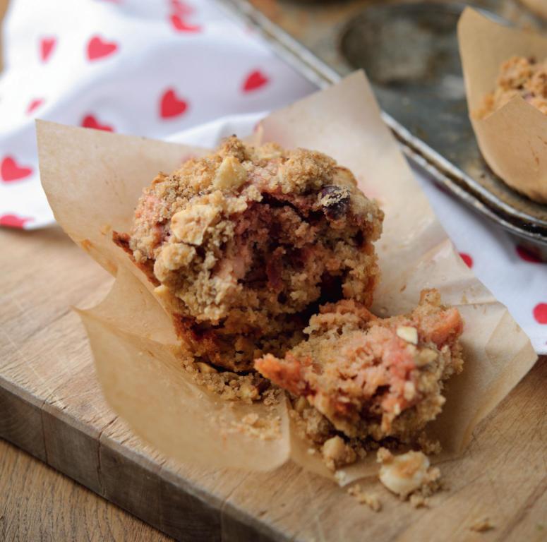 Spiced Beetroot & Apple Muffins with Crunchy Hazelnut Topping
