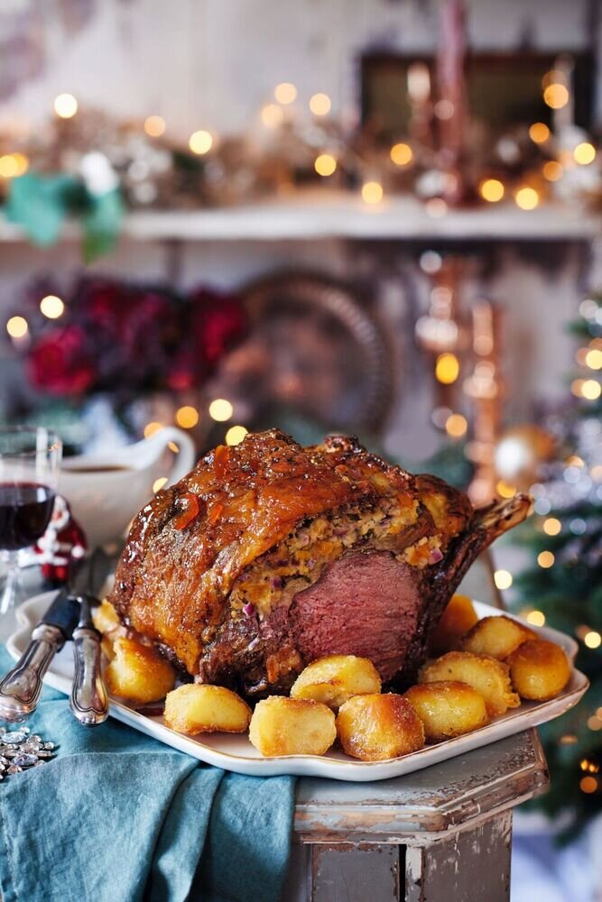 Roast Rib of Beef with Orange & Apricot Stuffing | Great British Food ...