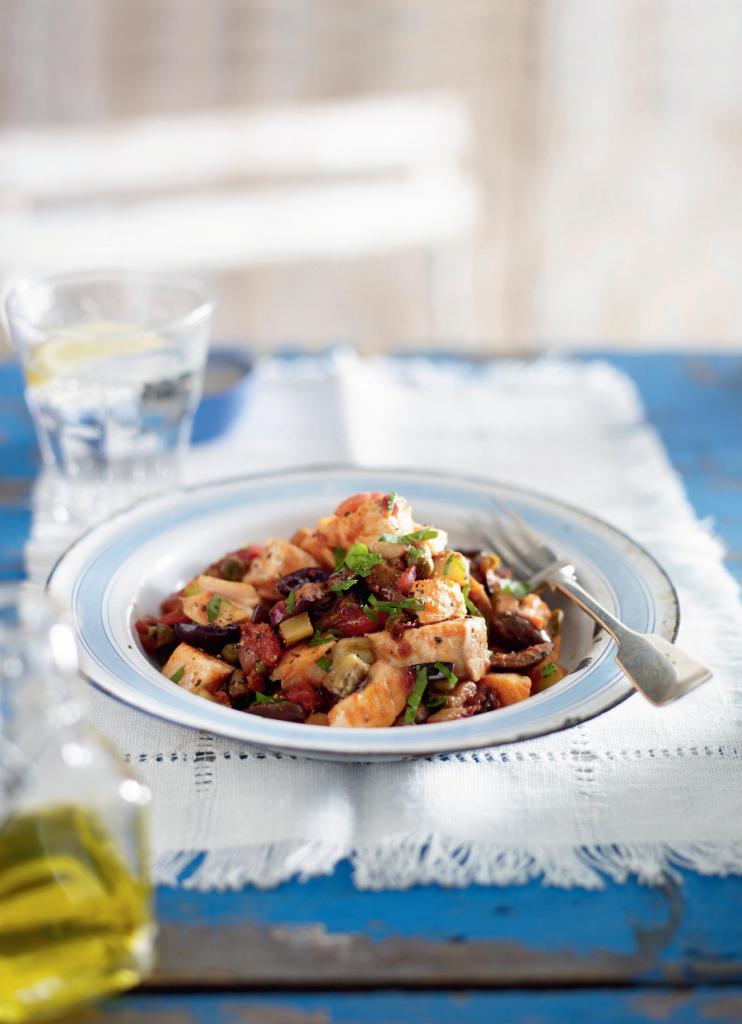 Sweet & Sour Salmon Caponata Salad