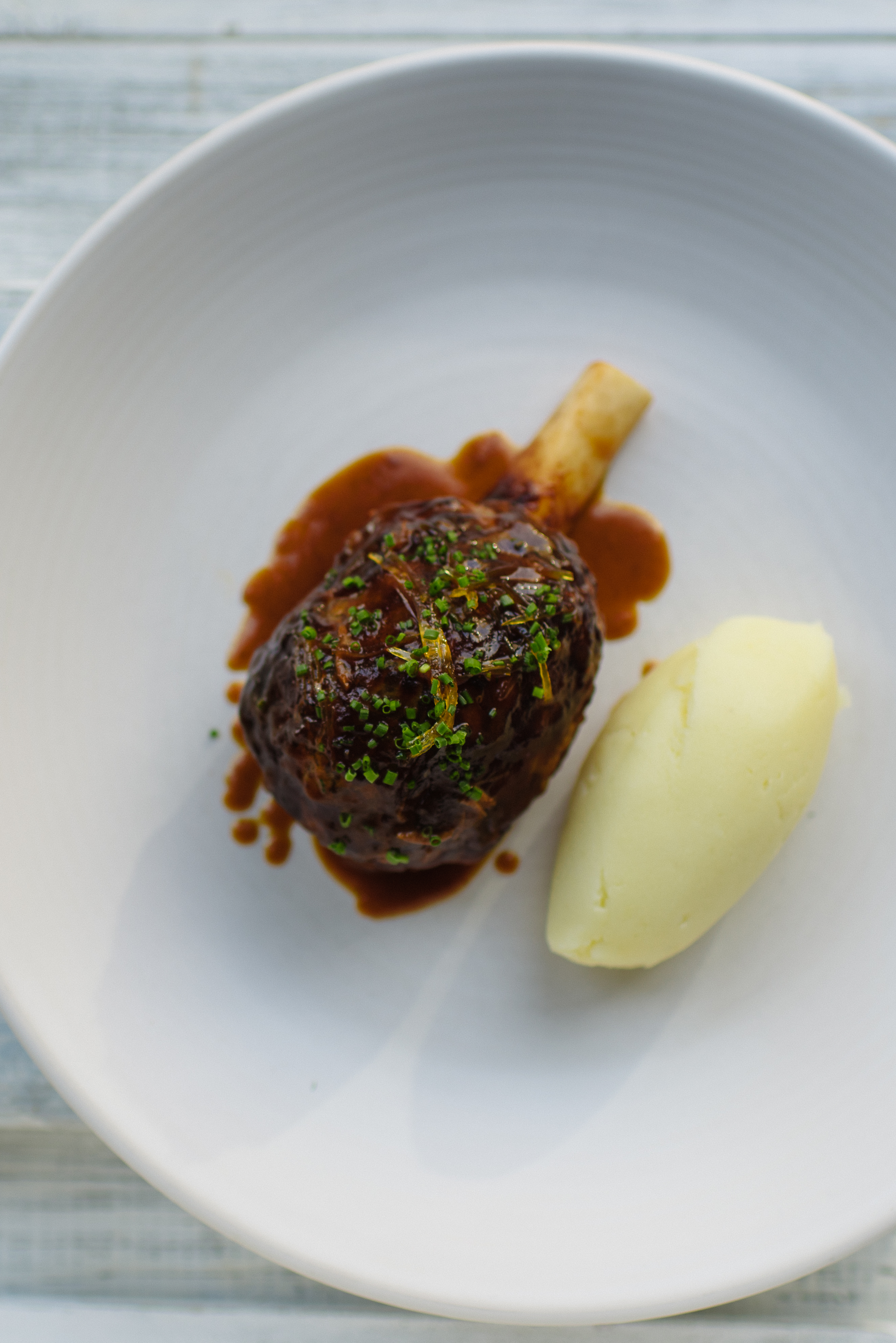Braised Lamb Shanks with Creamy Mashed Potato and Lemon Confit