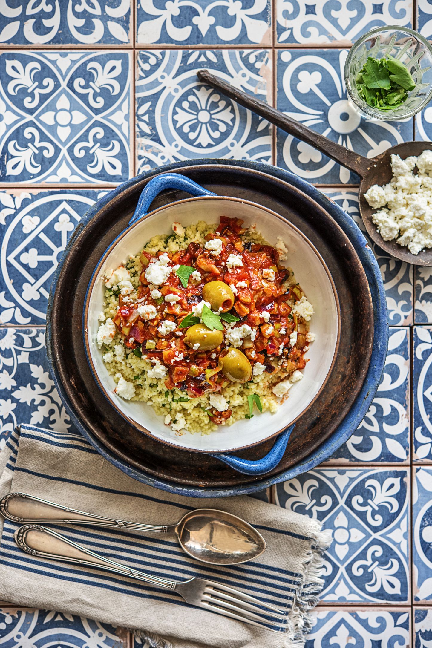 Almond & Aubergine Stew with Basil Couscous