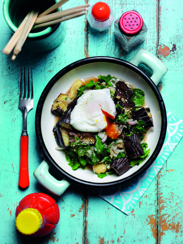 Egg-topped Smokey Aubergine Salad