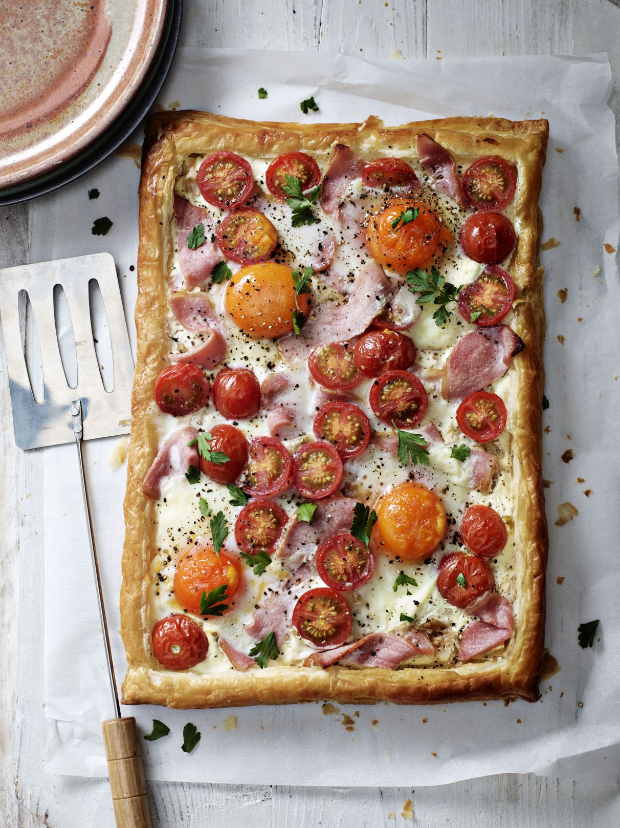 Bacon, Egg & Tomato Puff Pastry Tart
