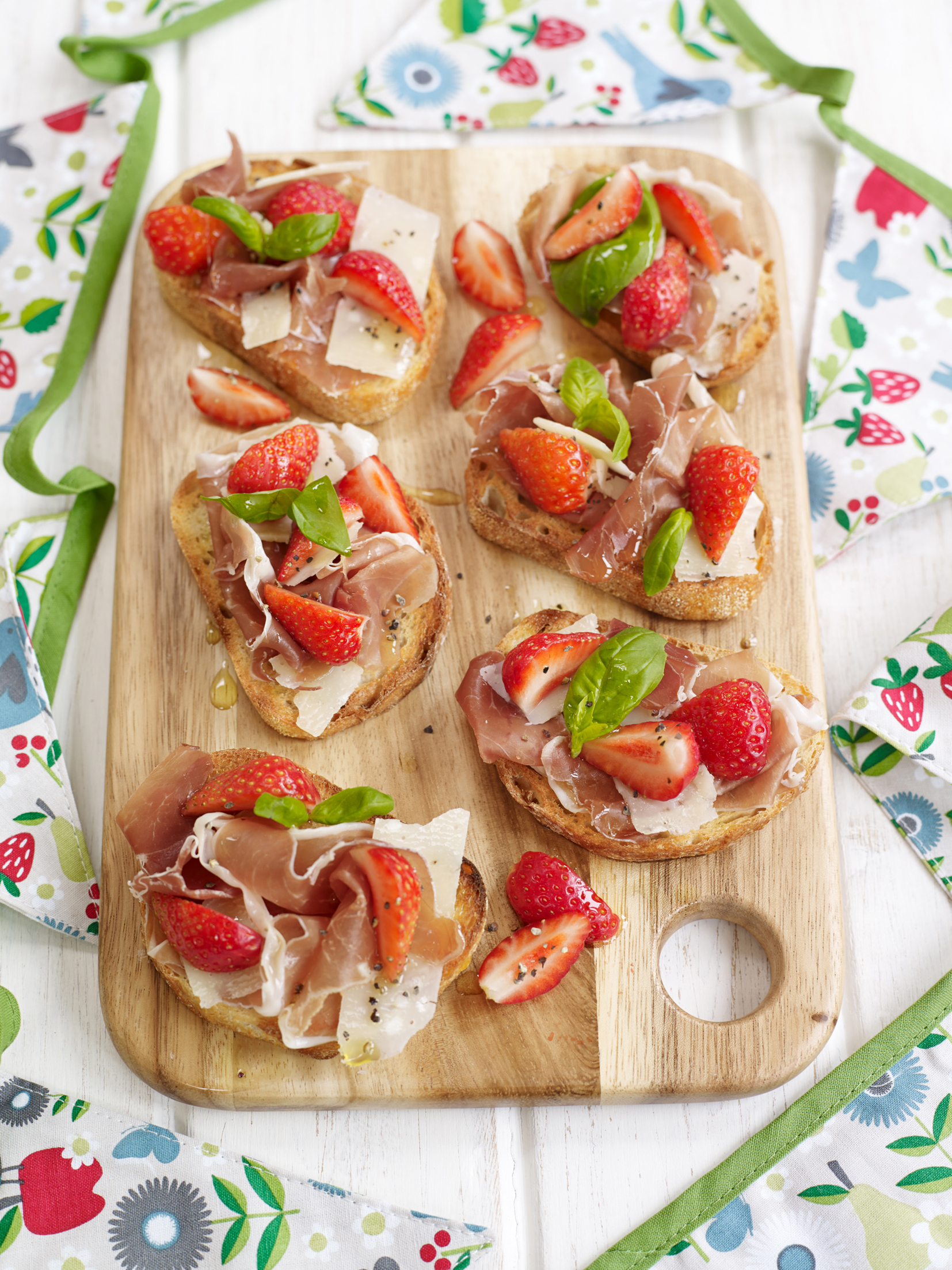 Strawberry Parma Ham and Parmesan Crostini