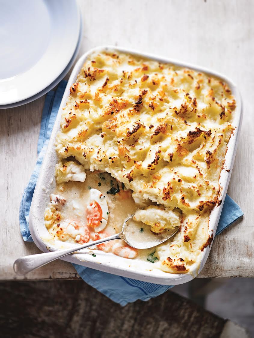 Smoked Fish Pie with Crispy Potato & Cauliflower Topping