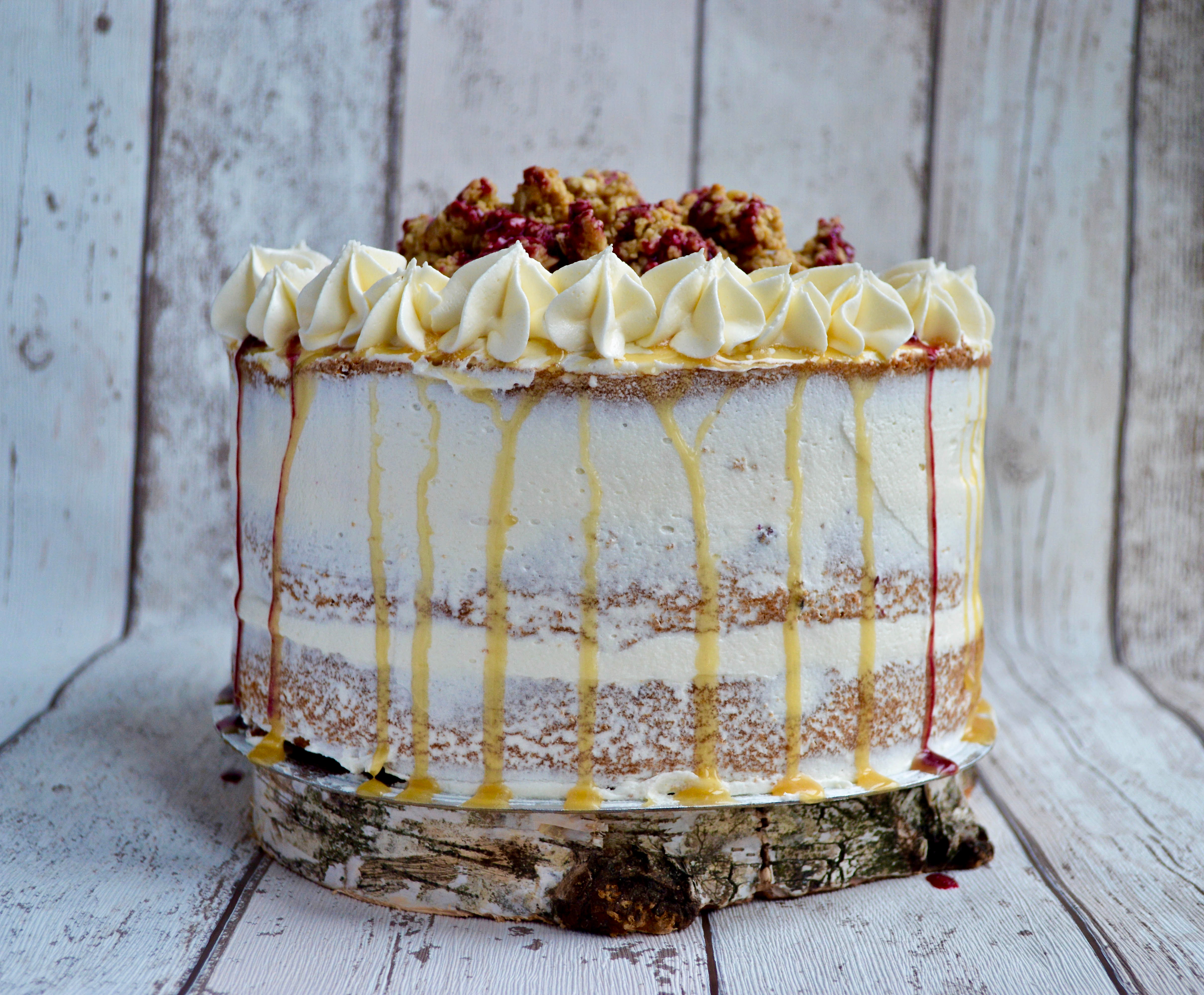 Caramel & Blueberry Crumble Cake