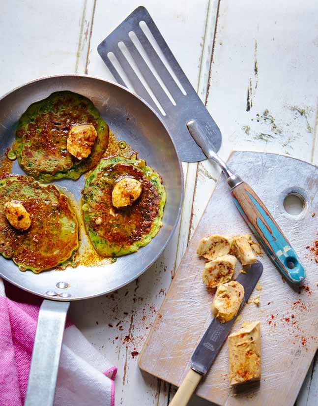Swiss Chard Pancakes with Lemon Berbere Butter