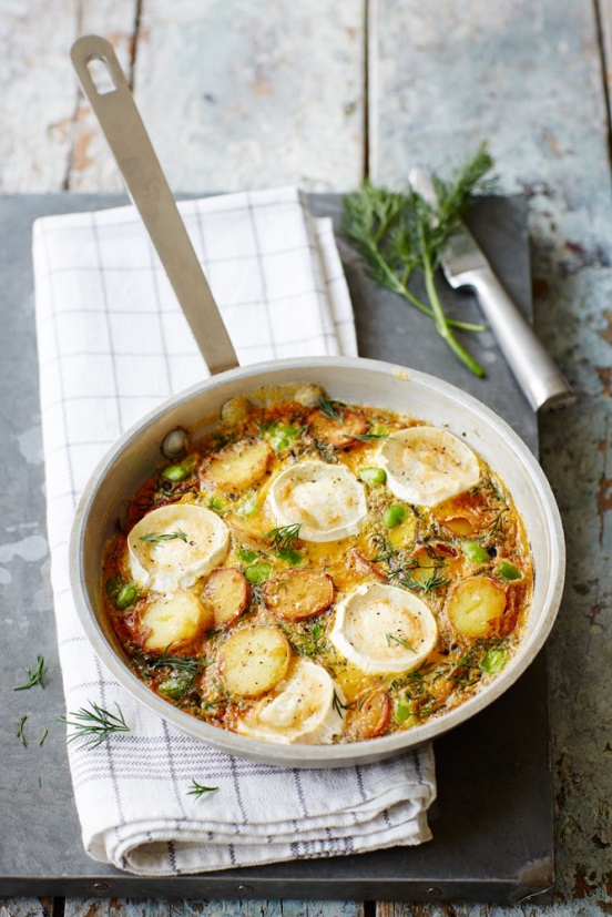 British Gem New Potatoes and Goat’s Cheese Frittata
