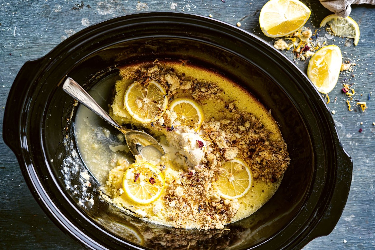 Yuzu Lemon Pudding with Crumble