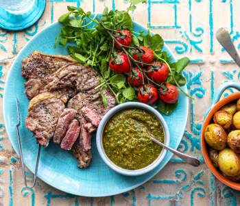 Image for recipe - What to cook this weekend: spicy watercress chermoula with lamb and potatoes