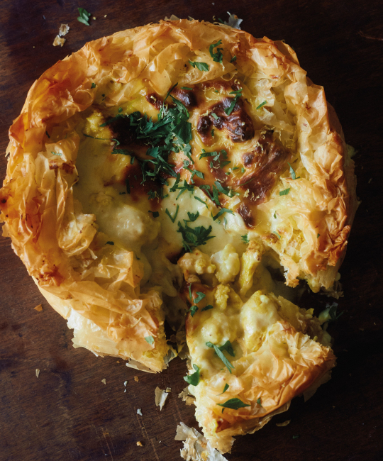 Image for Recipe - Ottolenghi’s Curried Cauliflower Cheese Filo Pie