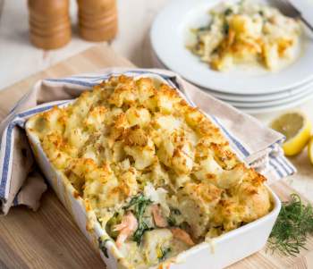 Image for recipe - Scandinavian-style Fish Pie with Crushed New Potato Topping
