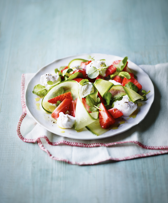 Image for Recipe - Strawberry, cucumber and goats’ cheese salad