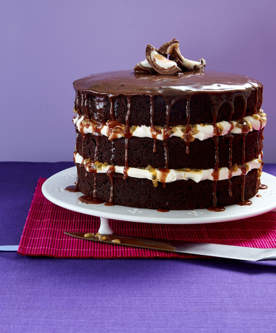 Image for Recipe - Creme Egg & Passionfruit Chocolate Layer Cake