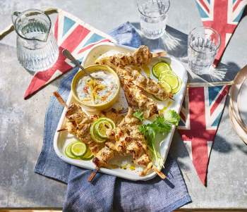 Image for recipe - Coronation Chicken Skewers with a Mango Dipping Sauce