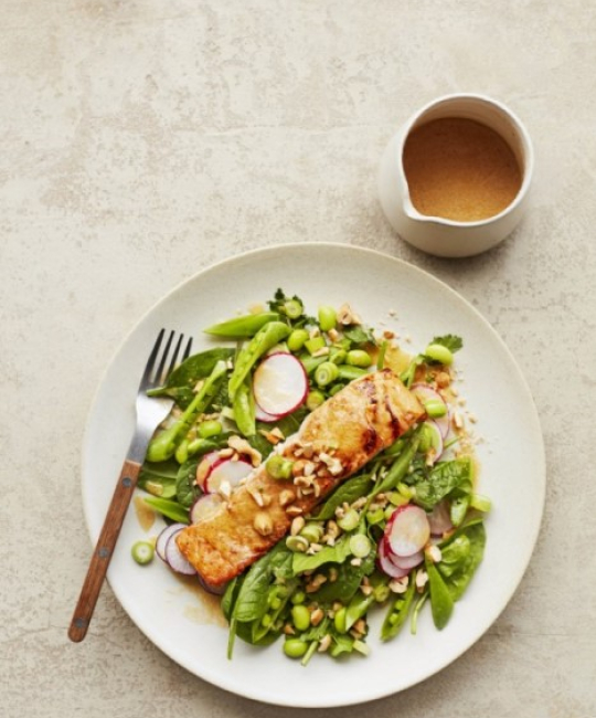 Image for Recipe - Salmon Salad with Citrus-Miso Dressing