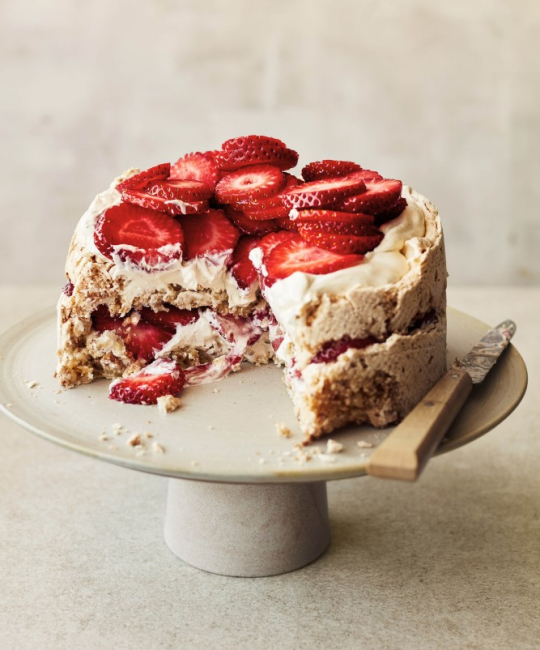 Image for Recipe - Strawberry & Hazelnut Meringue Cake