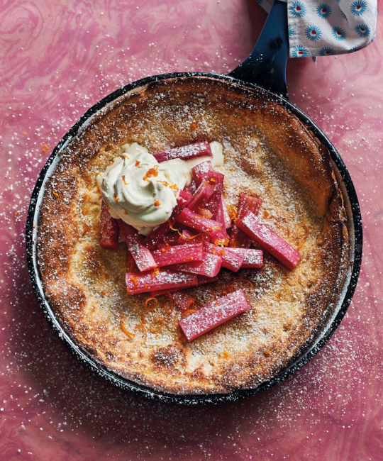 Image for Recipe - Dutch Baby Pancake with Rhubarb & Orange Cream