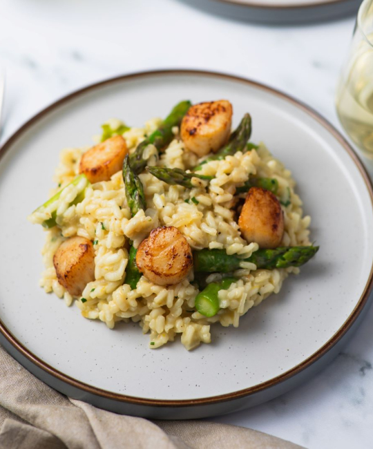 Image for Recipe - British Asparagus Risotto with Pan Fried Scallops