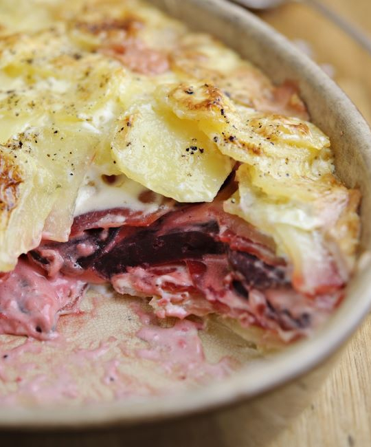 Image for Recipe - Diana Henry’s Beetroot and Potato Gratin