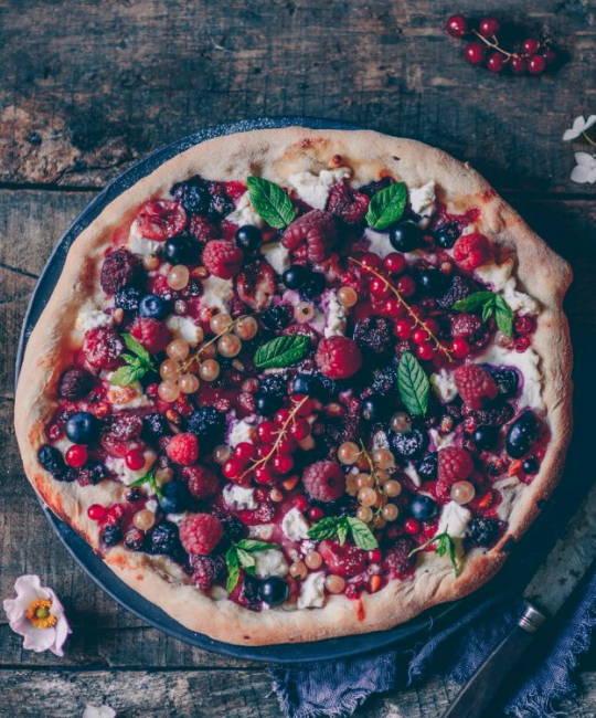 Image for Recipe - Sweet Berry Pizza with Ricotta & Honey