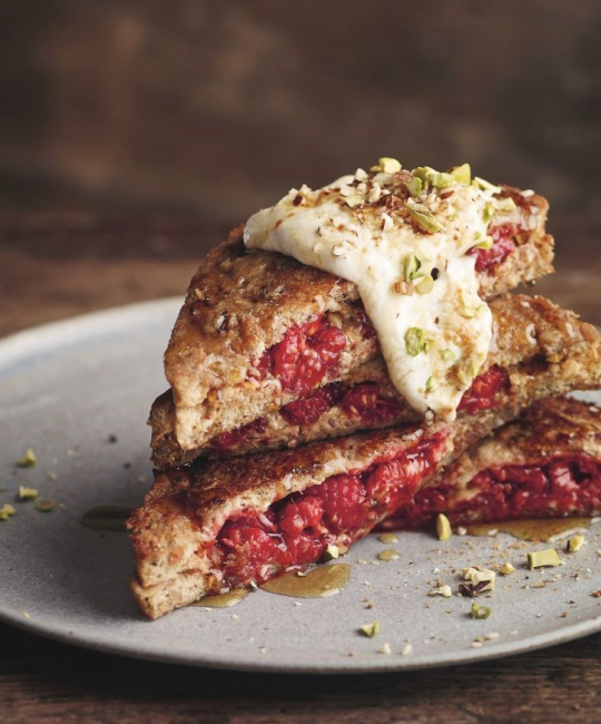 Image for Recipe - Almond Butter & Smashed Raspberry Stuffed French Toast