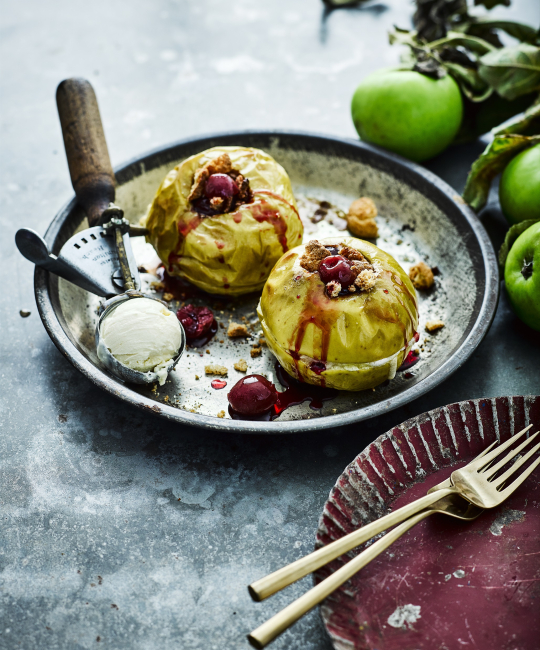 Image for Recipe - Baked Bramley with Amaretto Cherry