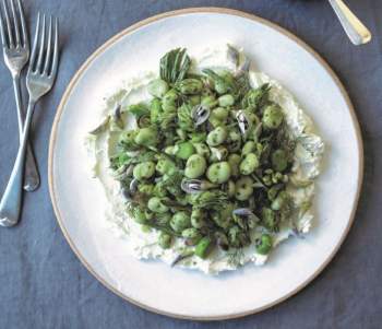 Image for recipe - Broad Bean Salad & Goat’s Cheese