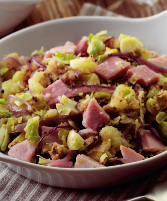 Image for Recipe - Bubble & Squeak with Chopped Ham & Red Onions