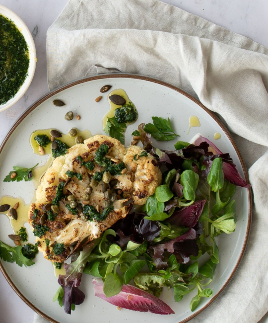 Image for Recipe - Roasted Cauliflower Steaks with Parsley Salsa
